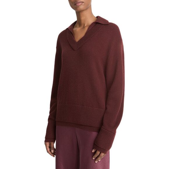 Vince WomensCollared Double Layer Wool & Cashmere-Blend Pullover